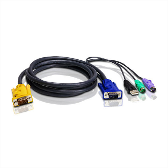 ATEN 2L-5302UP Câble KVM USB PS/2, noir, 1,8 m-Lire la description