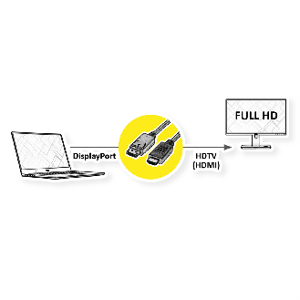 ROLINE DisplayPort Kabel DP - HDTV, ST/ST, schwarz, 2 m-Beschreibung lesen