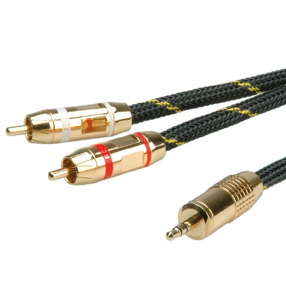 ROLINE GOLD Câble audio 3,5mm Stéréo - 2x RCA, M / M, Retail Blister, 10 m ROLINE GOLD Câble audio 3,5mm Stéréo - 2x RCA, M / M, Retail Blister, 10 m-Lire la description