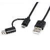 ROLINE Câble USB 2.0 de charge et synchronisation (type A - type C / Micro B), noir, 1 m ROLINE Câble USB 2.0 de charge et synchronisation (type A - type C / Micro B), noir, 1 m