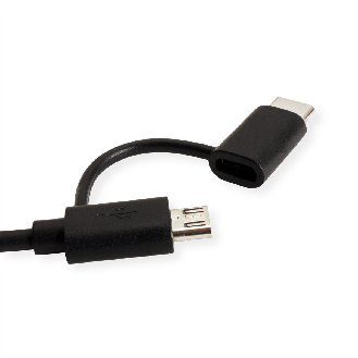 ROLINE USB 2.0 Sync- & Ladekabel Typ A - Typ C / Micro B, schwarz, 1 m-Beschreibung lesen