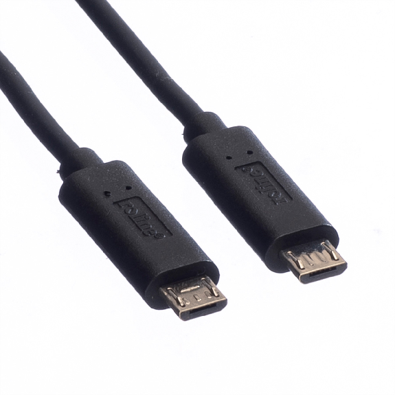 ROLINE USB 2.0 Ladekabel, Micro B - Micro B, ST/ST, schwarz, 0,3 m-Beschreibung lesen