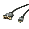 ROLINE Câble pour écran DVI (24+1) - HDMI, M/M, noir / argent, 7,5 m