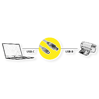 ROLINE USB 2.0 Typ C Kabel, C - B, ST/ST, schwarz, 1,8 m-Beschreibung lesen
