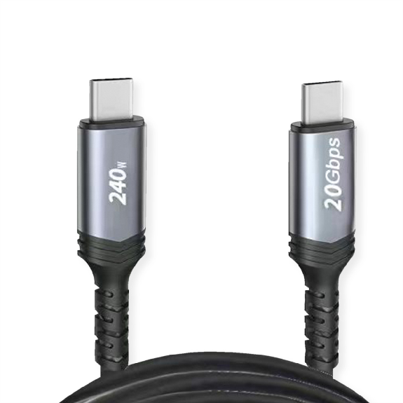 VALUE Câble USB4 Gen2x2, CC, M/M, 240W, noir, 2 m-Lire la description