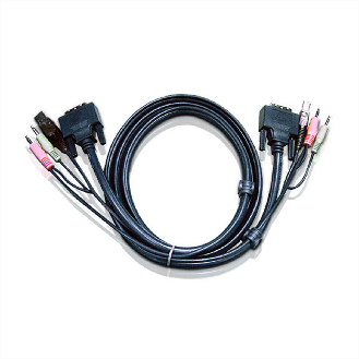 ATEN 2L-7D02UD Câble KVM DVI-D (Dual Link), USB, Audio, noir, 1,8 m-Lire la description