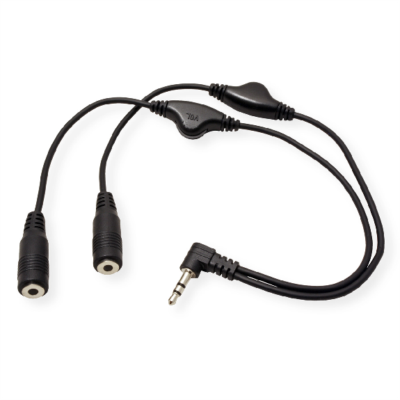 ROLINE Lautsprecher-Y-Kabel, 3,5mm (Stecker, 2x Buchse), mit Volumenregler-Beschreibung lesen