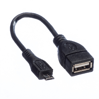 VALUE Câble USB 2.0, USB A femellle - Micro USB B mâle, OTG, 0,15 m-Lire la description