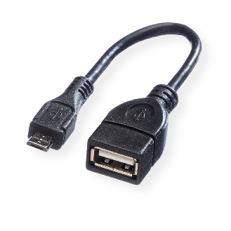 VALUE Câble USB 2.0, USB A femellle - Micro USB B mâle, OTG, 0,15 m-Lire la description