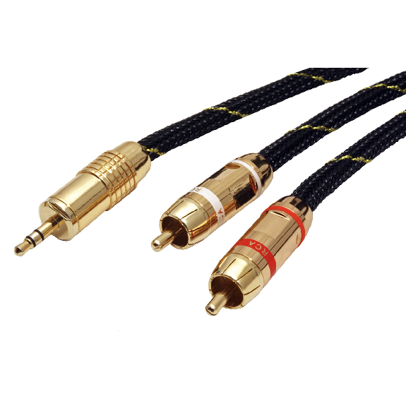 ROLINE GOLD Audio-Verbindungskabel 3,5mm Stereo - 2x Cinch, ST/ST, 5 m-Beschreibung lesen