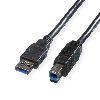 ROLINE USB 3.2 Gen 1 Kabel, Typ A-B, schwarz, 0,8 m