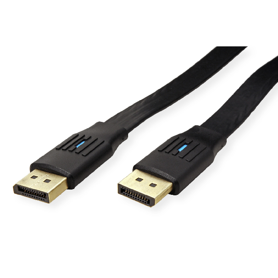VALUE Câble DisplayPort plat v1.4, DP M - DP M, noir, 1 m-Lire la description