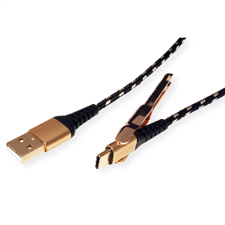 ROLINE GOLD USB 2.0 Sync- & Ladekabel, USB-A/USB-C, Stütze, 1 m-Beschreibung lesen