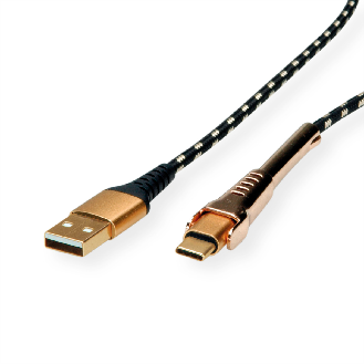 ROLINE GOLD USB 2.0 Sync- & Ladekabel, USB-A/USB-C, Stütze, 1 m-Beschreibung lesen