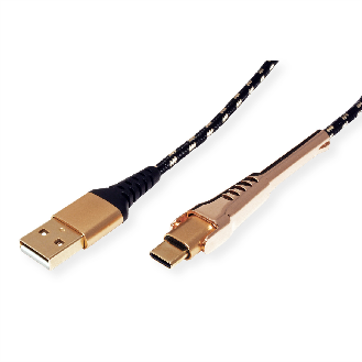 ROLINE GOLD USB 2.0 Sync- & Ladekabel, USB-A/USB-C, Stütze, 1 m-Beschreibung lesen