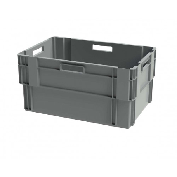 Bac de rangement empilable plein - 600x400xH300 mm - gris - Multiroir-Lire la description