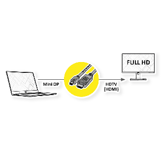 ROLINE Mini DisplayPort Kabel, Mini DP-HDTV, ST/ST, schwarz, 1 m-Beschreibung lesen
