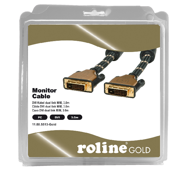 ROLINE GOLD Monitorkabel DVI, ST-ST, (24+1) dual link, Retail Blister, 3 m-Beschreibung lesen