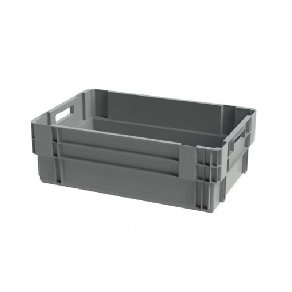 Bac de rangement empilable plein - 600x400xH200 mm - gris - Multiroir-Lire la description