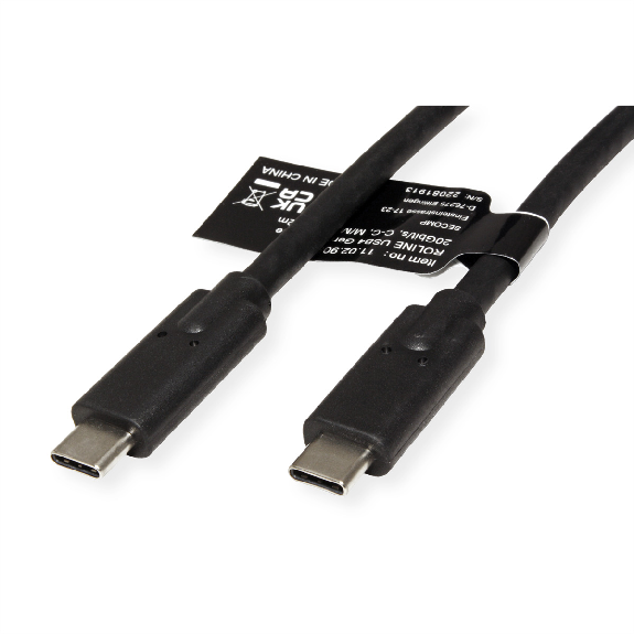 ROLINE USB4 Gen2x2 Kabel, CC, ST/ST, 20Gbit/s, 100W, schwarz, 2 m-Beschreibung lesen