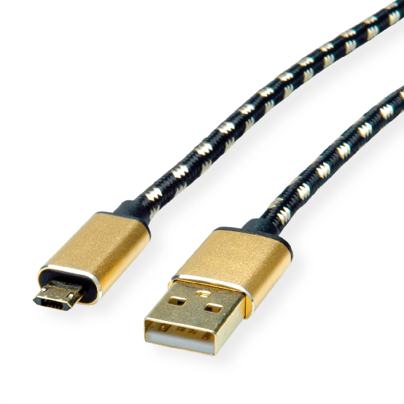 ROLINE GOLD USB 2.0 Kabel, Typ A ST - Micro B ST (reversibel), 1,8 m-Beschreibung lesen