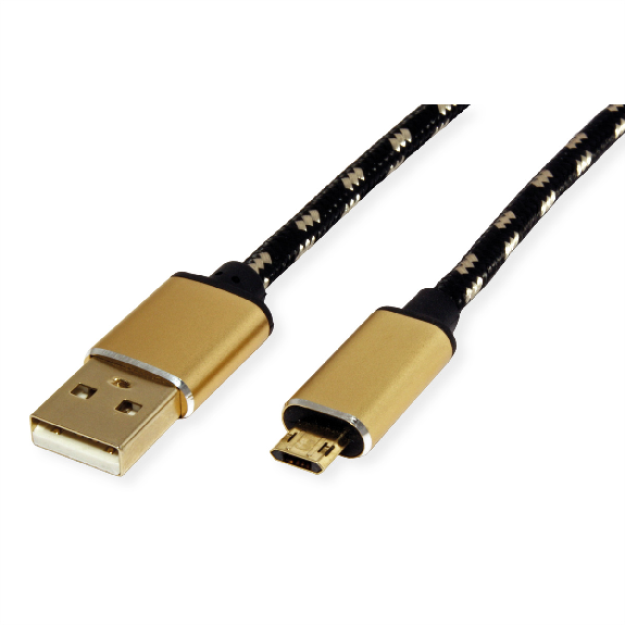 ROLINE GOLD USB 2.0 Kabel, Typ A ST - Micro B ST (reversibel), 1,8 m-Beschreibung lesen
