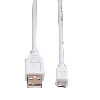 VALUE USB 2.0 Kabel, USB A ST - Micro USB B ST, weiß, 0,8 m
