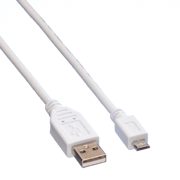 VALUE USB 2.0 Kabel, USB A ST - Micro USB B ST, weiß, 0,8 m-Beschreibung lesen