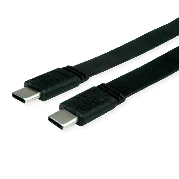 VALUE USB4 Gen 3 Kabel, Emark, C-C, ST/ST, 40Gbit/s, 100W, extra-flach, schwarz, 0,5 m-Beschreibung lesen