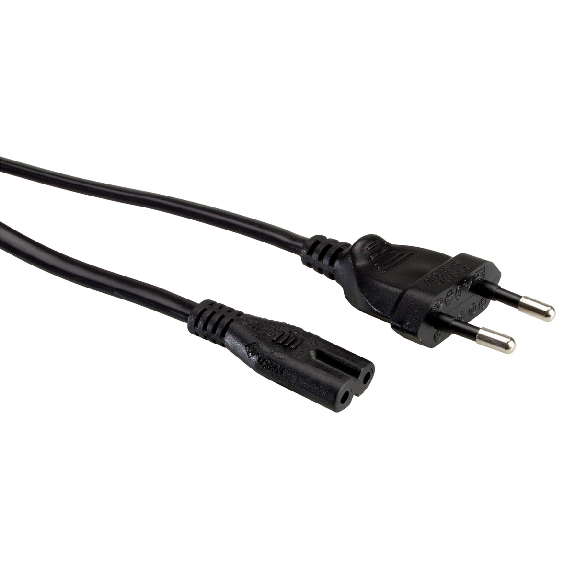 VALUE Netzkabel Euro-Flachstecker auf C7, 2polig, schwarz, 1,8 m-Beschreibung lesen