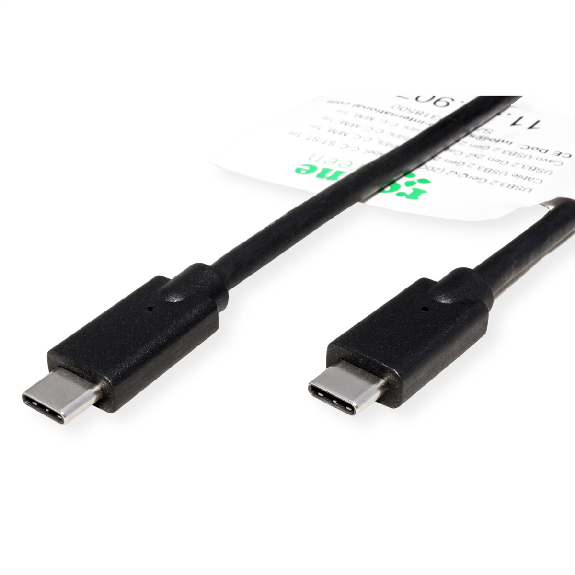 ROLINE GREEN USB 3.2 Gen 2x2 Kabel, Emark, C-C, ST/ST, 20Gbit/s, 100W, schwarz, 0,5 m-Beschreibung lesen