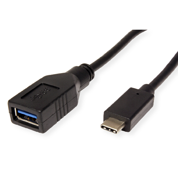 ROLINE USB 3.2 Gen 1 Kabeladapter, USB Typ C - A, ST/BU, OTG, schwarz, 0,15 m-Beschreibung lesen