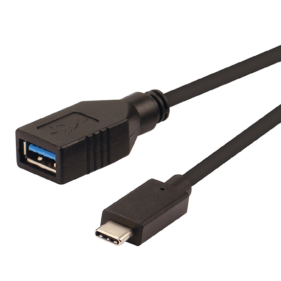 ROLINE USB 3.2 Gen 1 Kabeladapter, USB Typ C - A, ST/BU, OTG, schwarz, 0,15 m-Beschreibung lesen