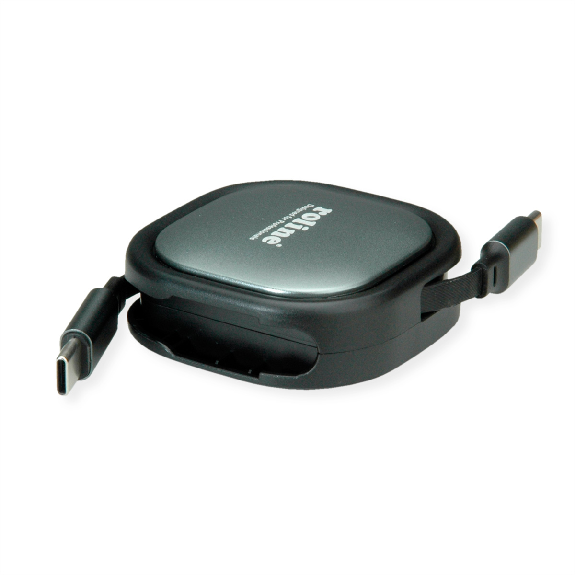 ROLINE Câble rétractable USB 2.0, 60W, C-C, M/M, noir, 1,2 m ROLINE Câble rétractable USB 2.0, 60W, C-C, M/M, noir, 1,2 m-Lire la description