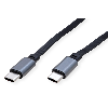 ROLINE Câble rétractable USB 2.0, 60W, C-C, M/M, noir, 1,2 m ROLINE Câble rétractable USB 2.0, 60W, C-C, M/M, noir, 1,2 m
