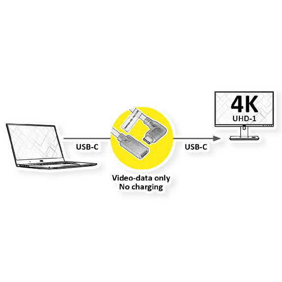 ROLINE Câble d'extension vidéo USB typeC (DP Alt Mode) C-C, M/F, noir, 2 m-Lire la description