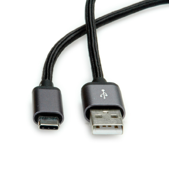 ROLINE Câble USB 2.0, C-A, M/M, noir, 1,8 m-Lire la description