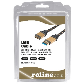 ROLINE GOLD USB 3.2 Gen 1 Kabel, USB A - Micro B, ST/ST, Retail Blister, 0,8 m-Beschreibung lesen