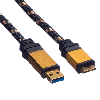 ROLINE GOLD USB 3.2 Gen 1 Kabel, USB A - Micro B, ST/ST, Retail Blister, 0,8 m-Beschreibung lesen