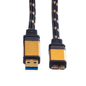 ROLINE GOLD USB 3.2 Gen 1 Kabel, USB A - Micro B, ST/ST, Retail Blister, 0,8 m-Beschreibung lesen
