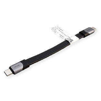 ROLINE USB4 Gen3x2 Kabel, Emark, Flach, C-C, ST/ST, 40Gbit/s, 100W, schwarz, 15 cm-Beschreibung lesen