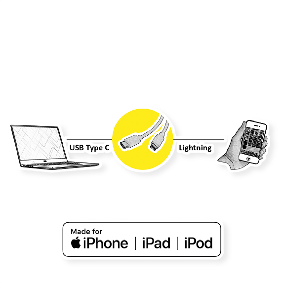 ROLINE Câble de charge et de synchronisation USB type C pour appareils Apple avec connecteur Lightning, blanc, 1 m-Lire la description