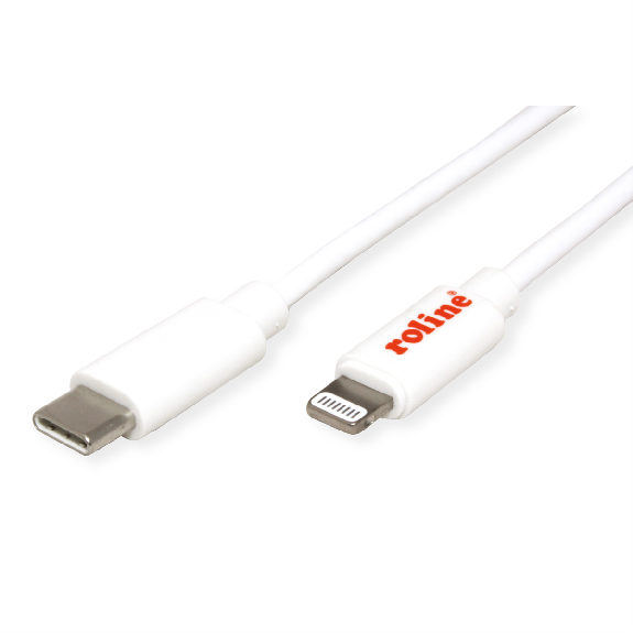 ROLINE USB Sync- & Ladekabel, Typ C / Lightning Connector, weiß, 1 m-Beschreibung lesen