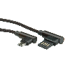 ROLINE USB 2.0 Kabel, gewinkelt, Typ A rev - Micro B, ST/ST, schwarz, 0,8 m