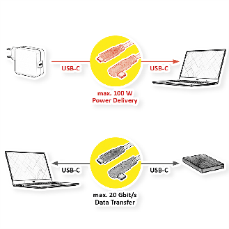 ROLINE USB 3.2 Gen 2x2 Kabel, Emark, C-C, ST/ST, 20Gbit/s, 100W, gewinkelt, schwarz, 1 m-Beschreibung lesen