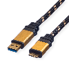 ROLINE GOLD USB 3.2 Gen 1 Kabel, USB A - Micro B, ST/ST, 0,8 m