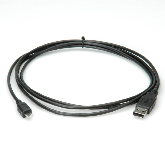 ROLINE USB 2.0 Kabel, USB A ST - Micro USB B ST, schwarz, 1,8 m-Beschreibung lesen