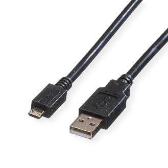 ROLINE USB 2.0 Kabel, USB A ST - Micro USB B ST, schwarz, 1,8 m-Beschreibung lesen