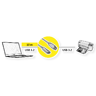ROLINE USB 3.2 Gen 1 Aktives Repeater Kabel (AOC), ST/BU, schwarz, 10 m-Beschreibung lesen