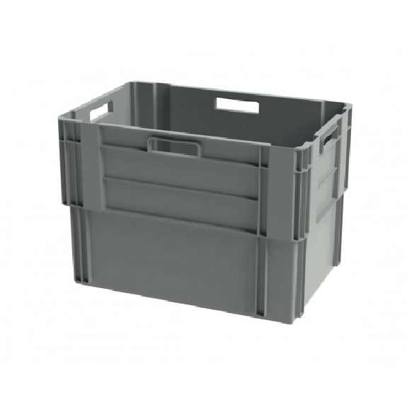 Bac de rangement empilable plein - 600x400xH420 mm - gris - Multiroir-Lire la description